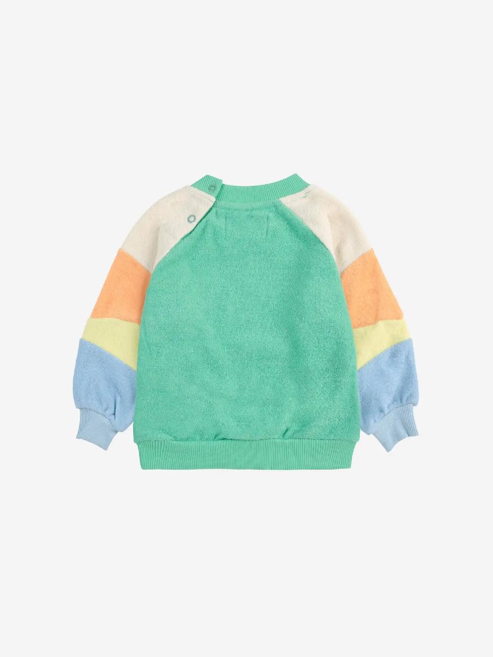 Bobo choses Green color block terry cloth sweatshirt Descuento por venta flash