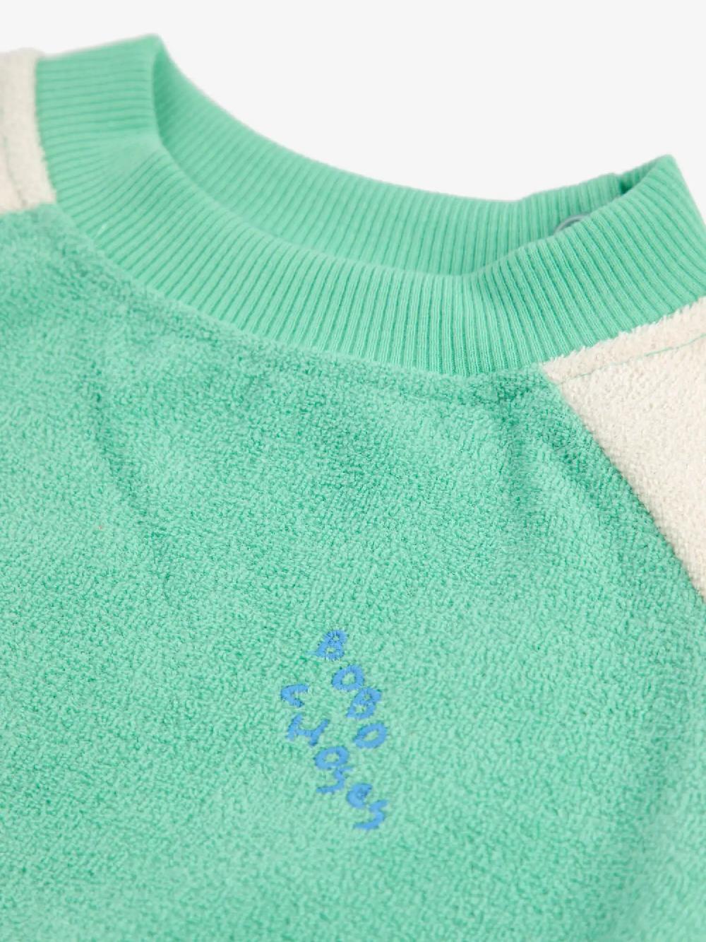 Bobo choses Green color block terry cloth sweatshirt Descuento por venta flash