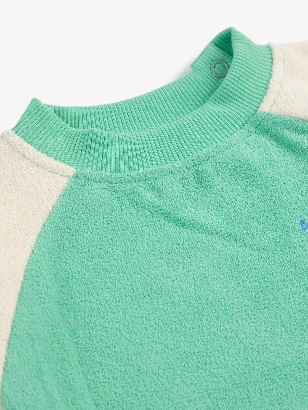 Bobo choses Green color block terry cloth sweatshirt Descuento por venta flash