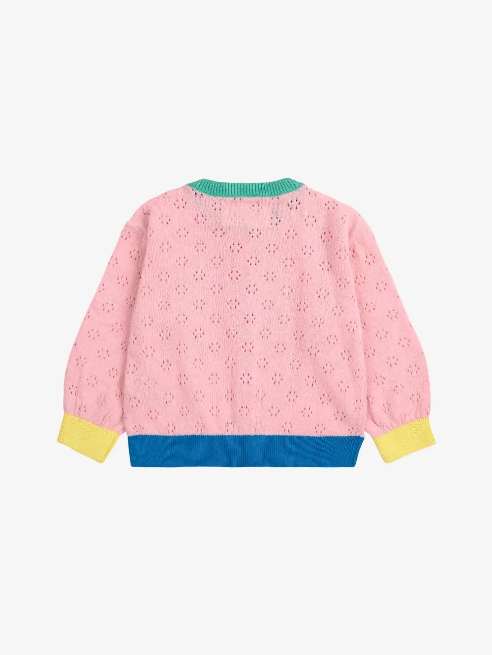 Bobo choses Color block open work cardigan Oferta especial de fábrica