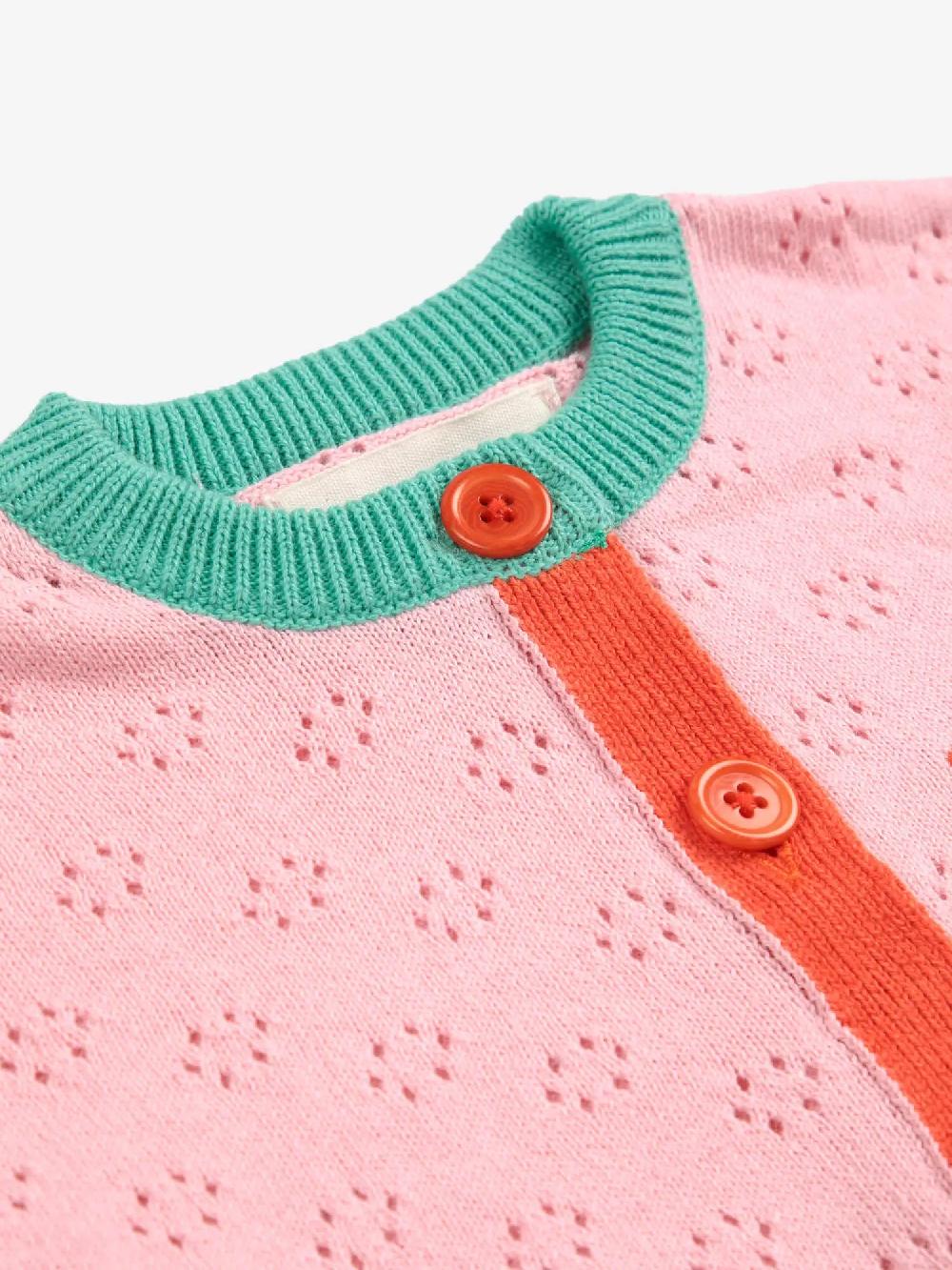 Bobo choses Color block open work cardigan Oferta especial de fábrica
