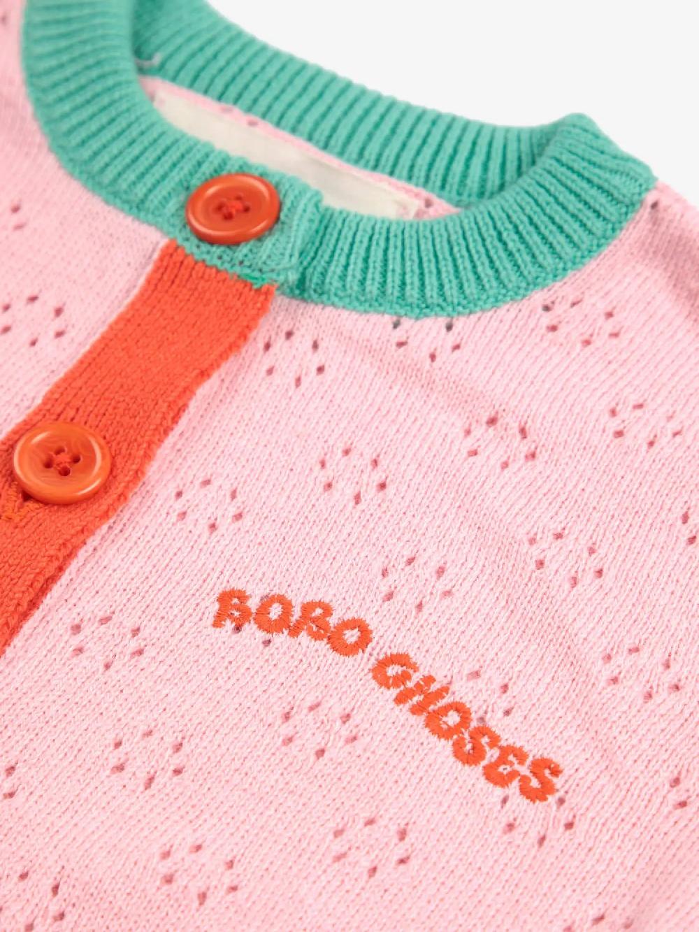 Bobo choses Color block open work cardigan Oferta especial de fábrica