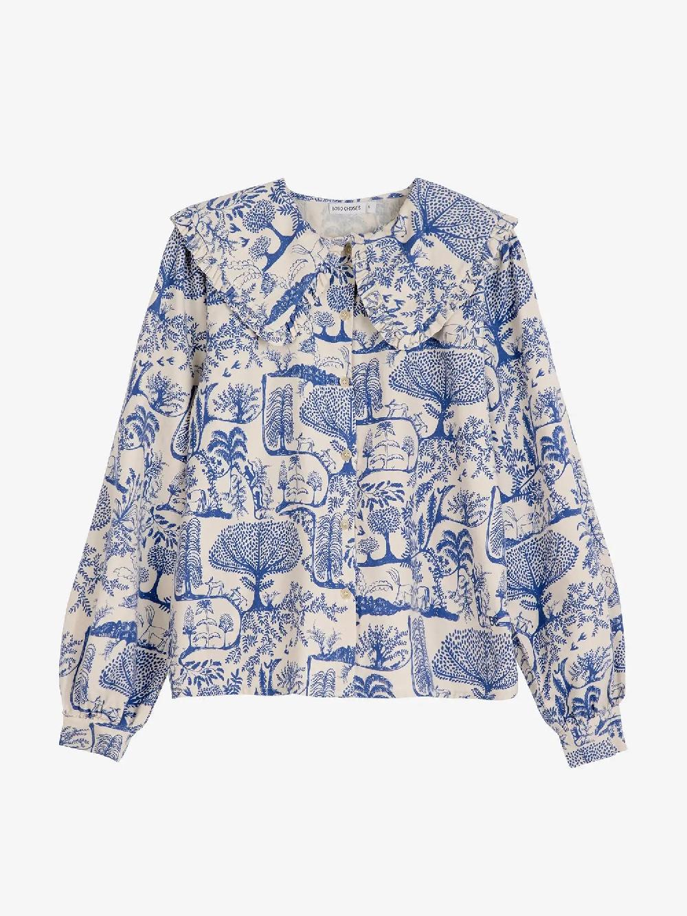 Bobo choses Wonderland printed big collar blouse Oferta especial