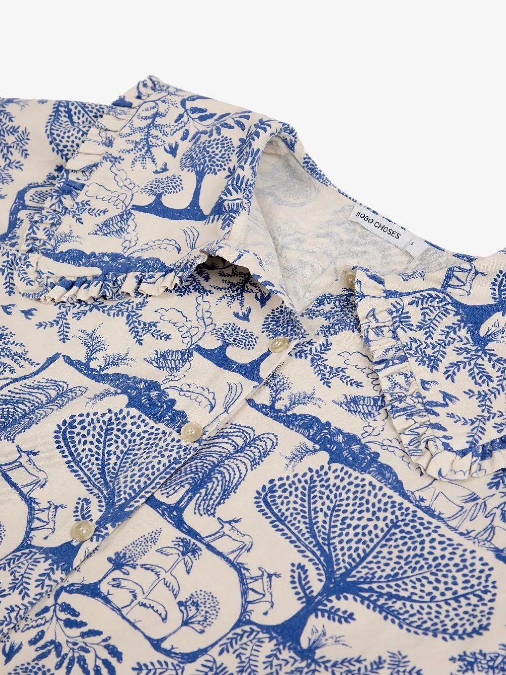 Bobo choses Wonderland printed big collar blouse Oferta especial