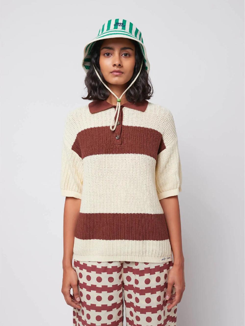 Bobo choses Stripes pointelle knitted polo shirt 2025