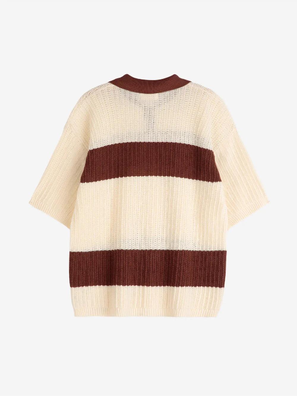 Bobo choses Stripes pointelle knitted polo shirt 2025