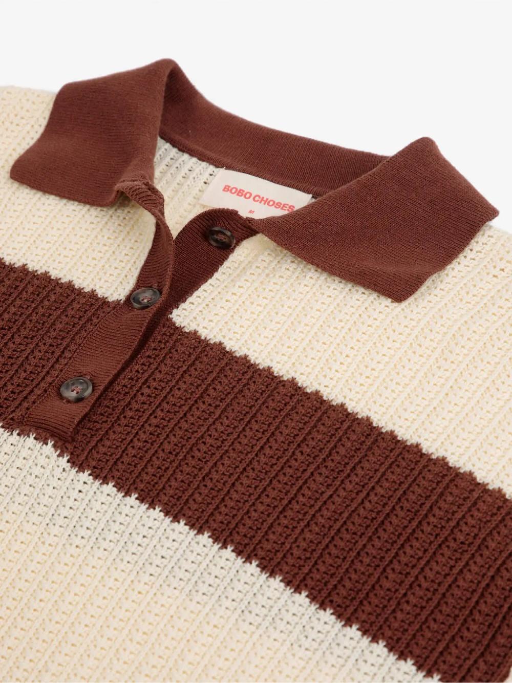 Bobo choses Stripes pointelle knitted polo shirt 2025