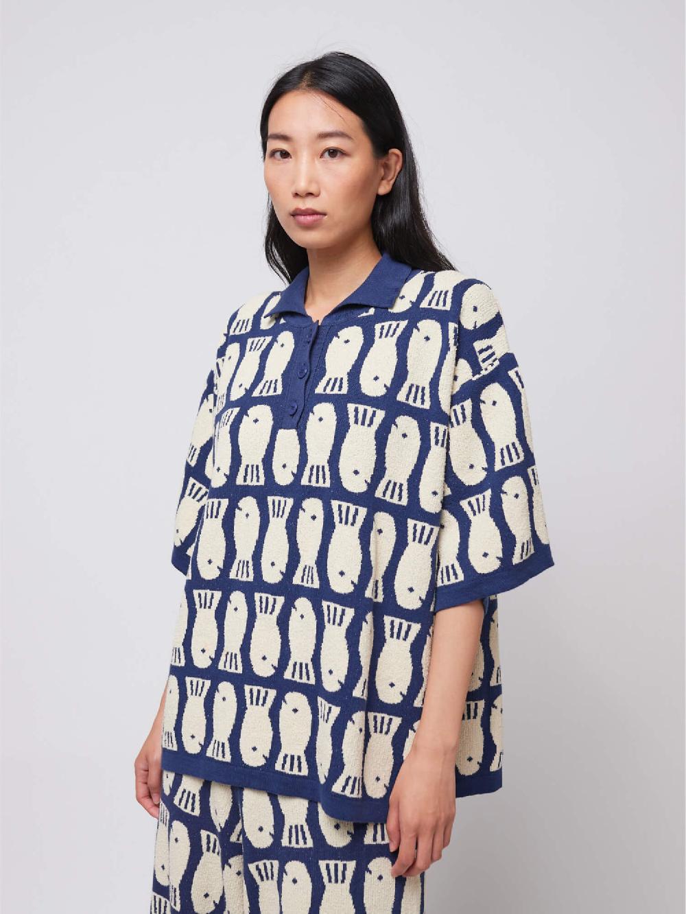 Bobo choses Lucky Fish jacquard knitted polo Rebajas de fábrica
