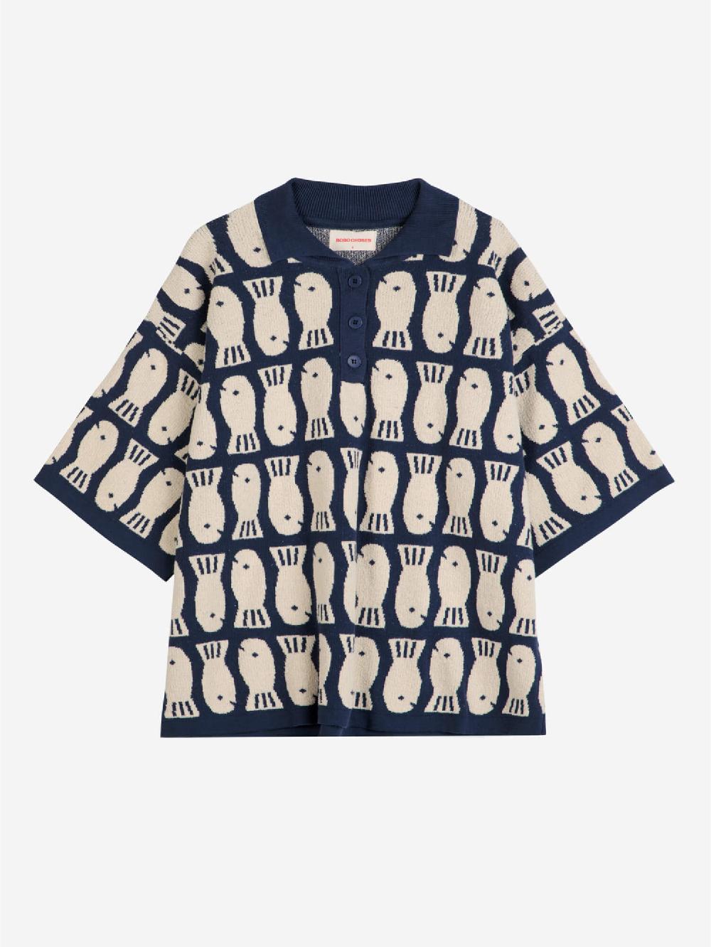 Bobo choses Lucky Fish jacquard knitted polo Rebajas de fábrica