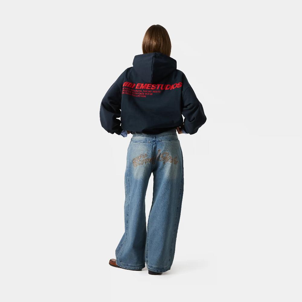 ﻿Eme Roots Navy Oversized Hoodie Promoción trimestral