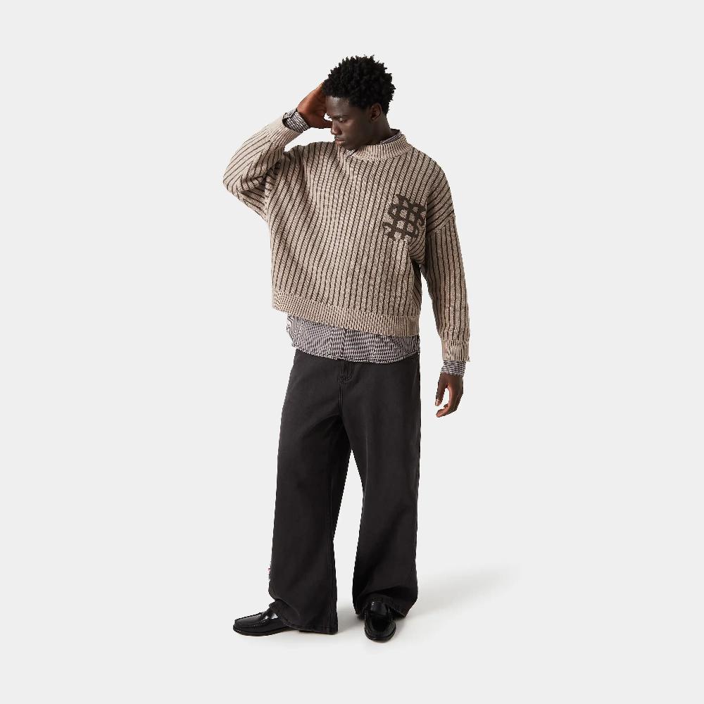 Eme Badge Muddy Brown Stripes Knit Grandes ahorros