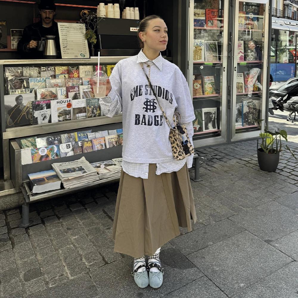 Eme Badge Heather Grey Oversized Tee Tienda