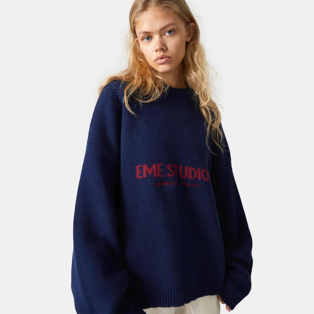 Eme Master Indigo Knit Sweater Venta caliente