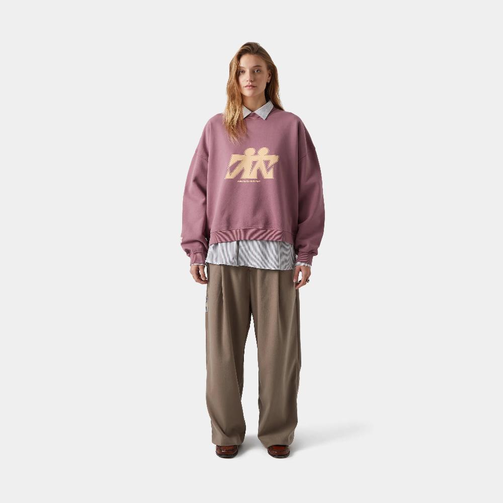 Eme Mbuddy Taupe Oversized Crewneck Tienda de fábrica