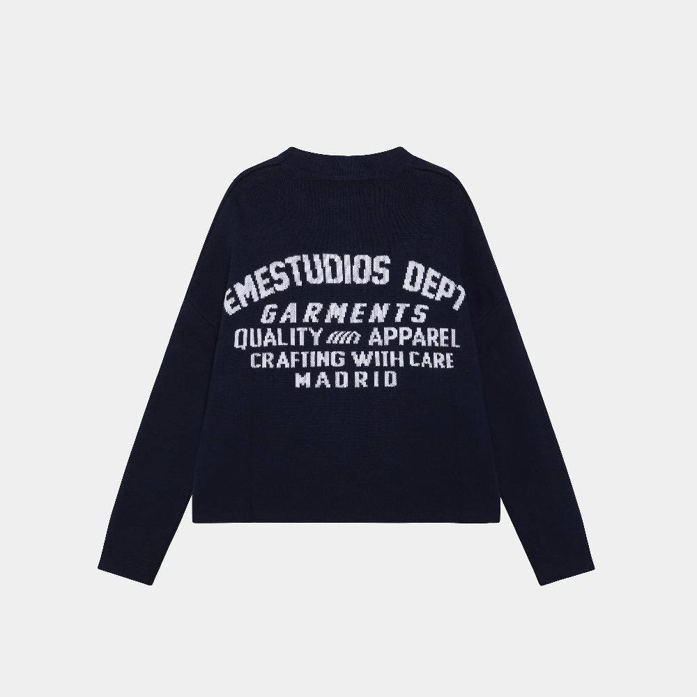 Eme Department Navy Jacquard Oversized Knit Gran oferta