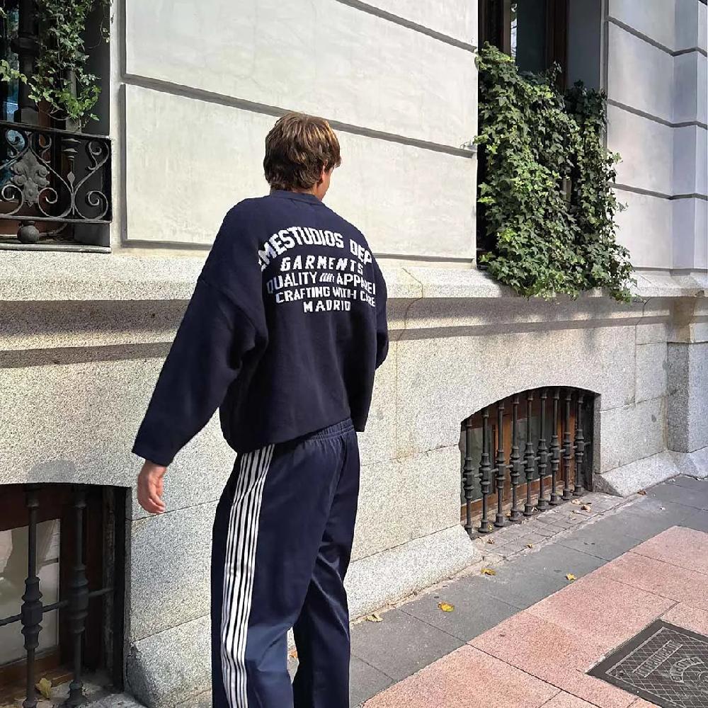 Eme Department Navy Jacquard Oversized Knit Gran oferta