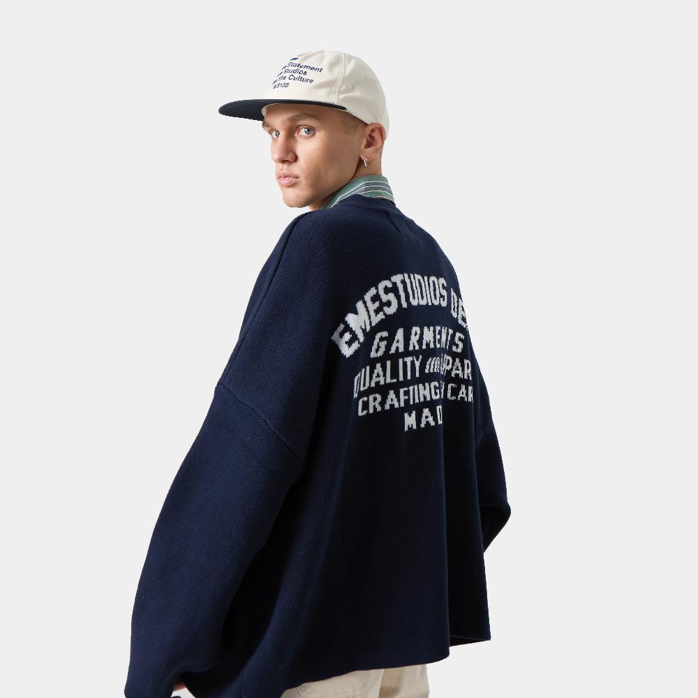Eme Department Navy Jacquard Oversized Knit Gran oferta