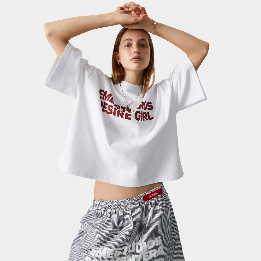 Eme Desire Girl Pearl Cropped Boxy Tee Rebajas baratas