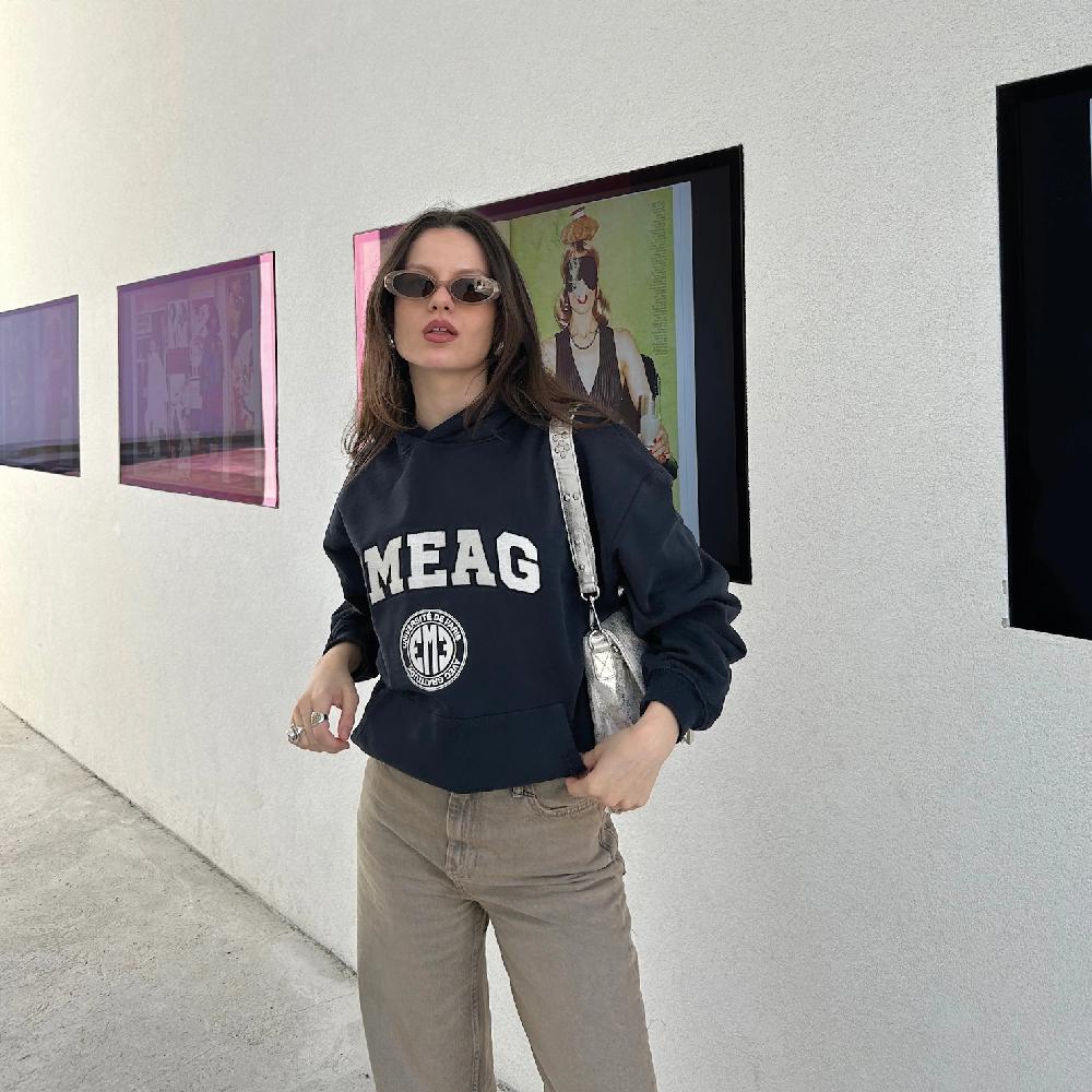 Eme Universitè Navy Oversized Hoodie Solo hoy