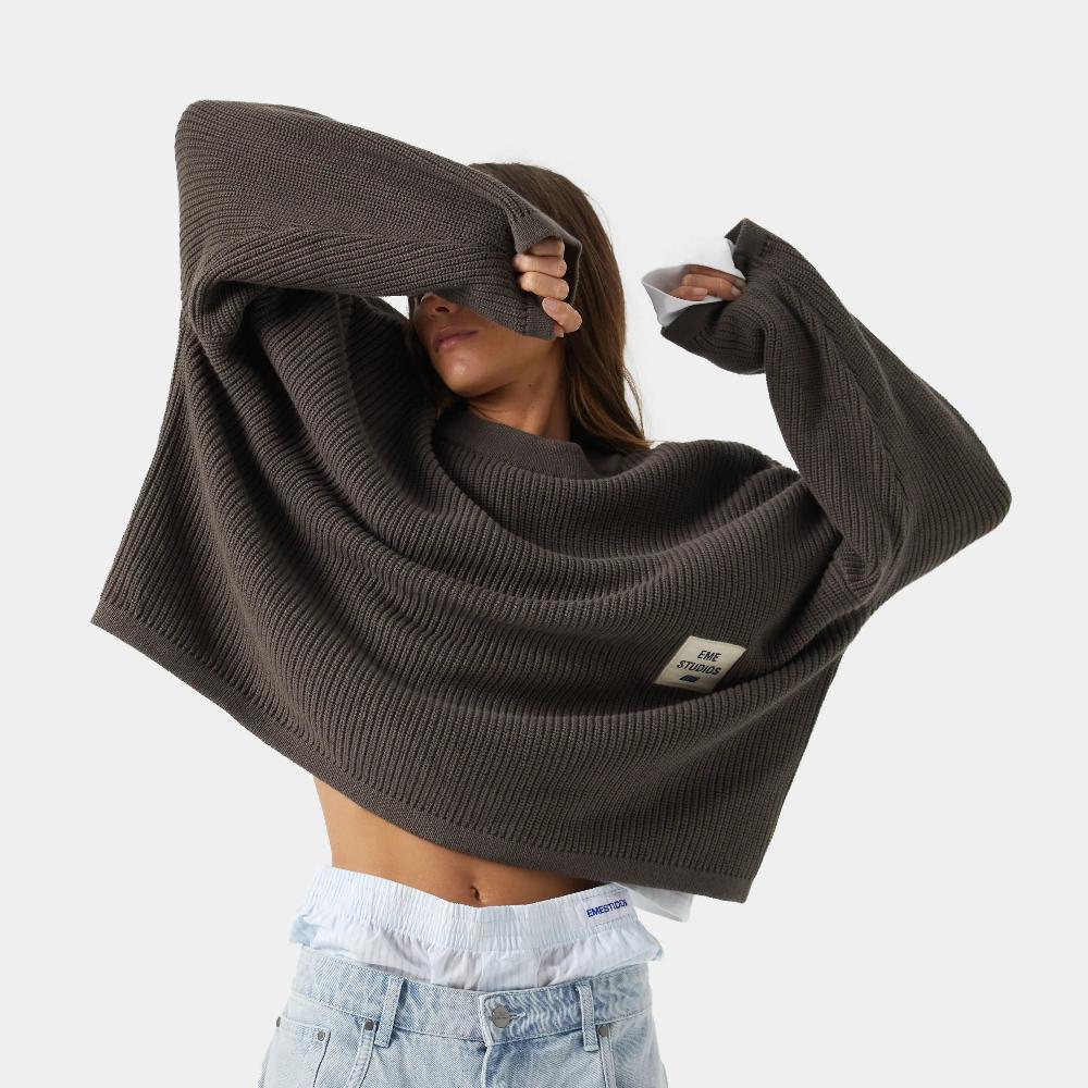 Eme Sleek Fawn Knit Sweater Ofertas de temporada