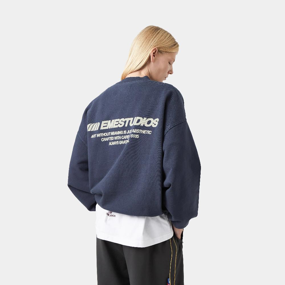 Eme Buckler Navy Oversized Crewneck Precios de Black Friday
