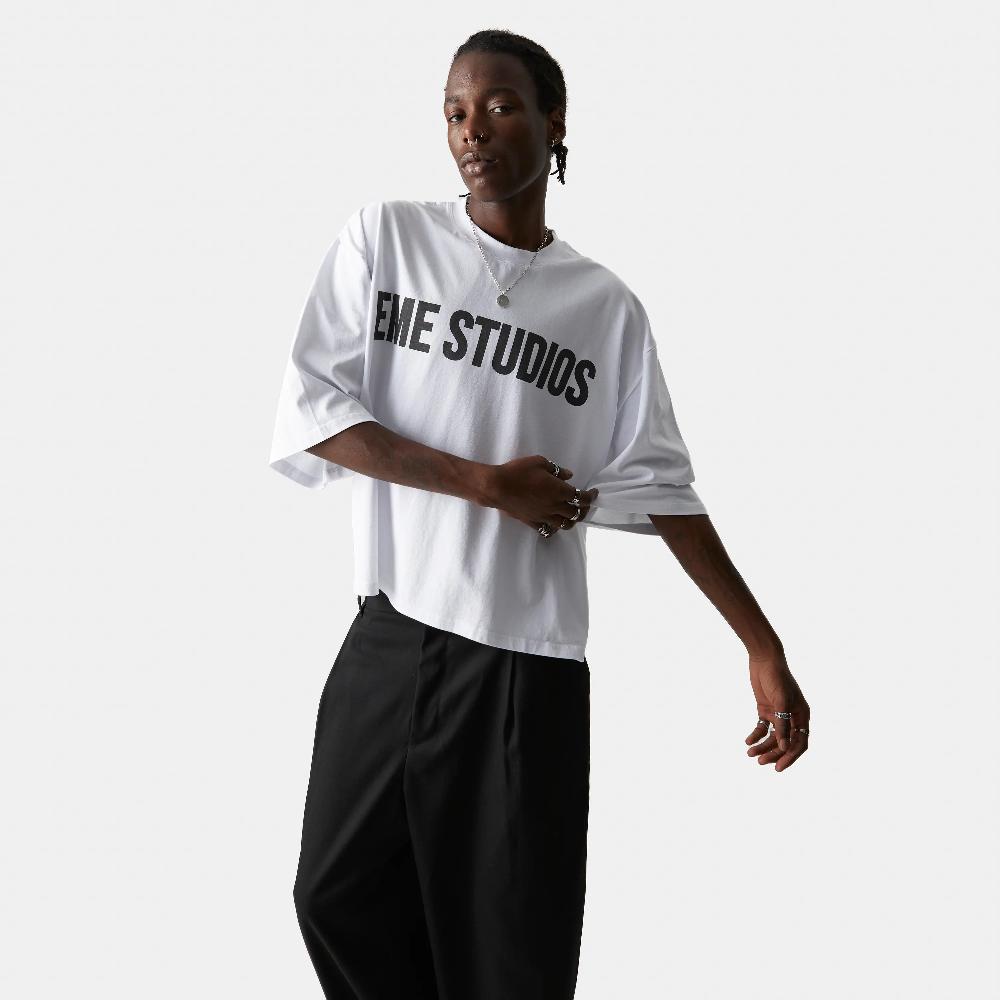 Eme Logo Pearl Cropped Boxy Tee Liquidación
