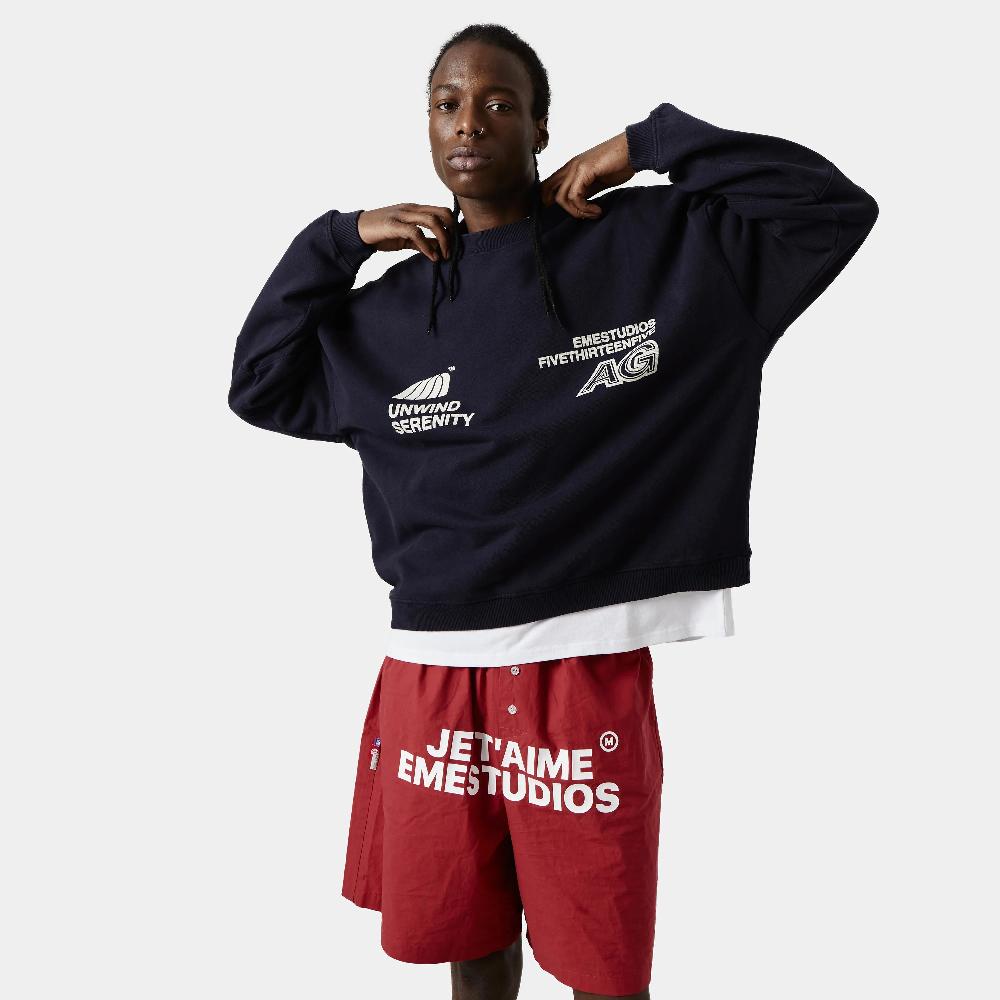 Eme Serenity Dark Navy Oversized Crewneck Tienda de fábrica