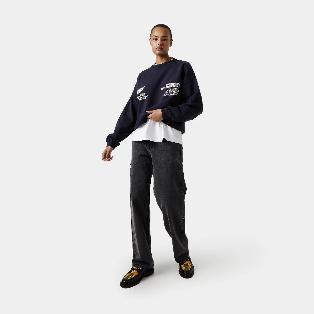 Eme Serenity Dark Navy Oversized Crewneck Tienda de fábrica