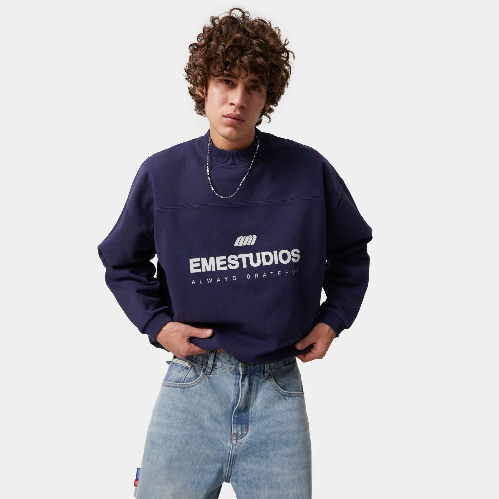 Eme Hallmark Navy Oversized Crewneck Grandes ahorros