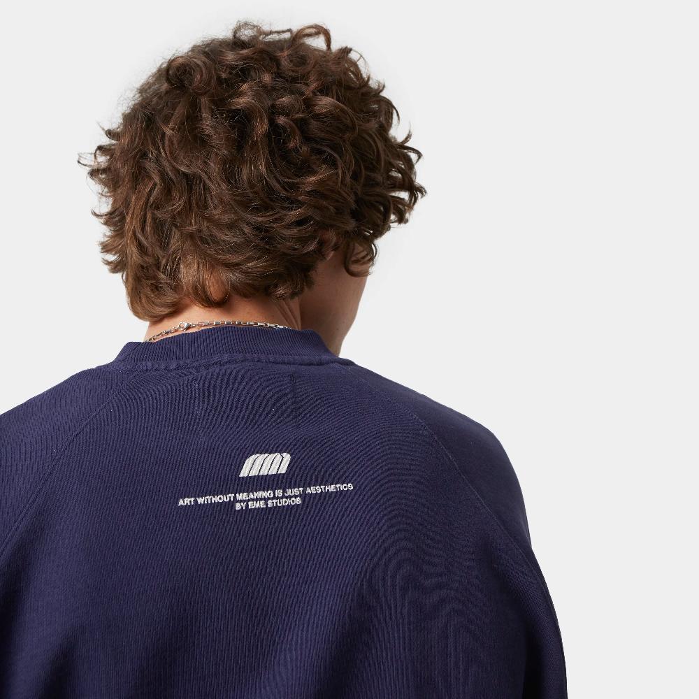 Eme Hallmark Navy Oversized Crewneck Grandes ahorros