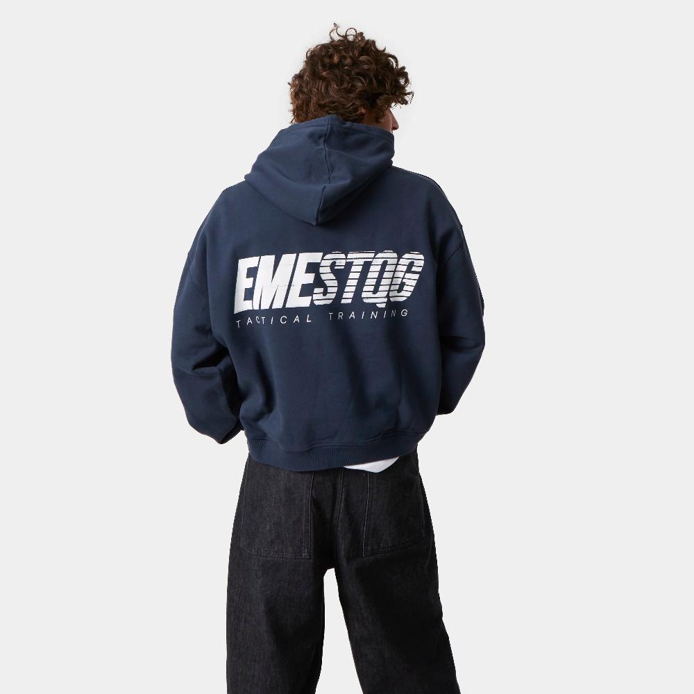Eme Shove Navy Oversized Hoodie Outlet
