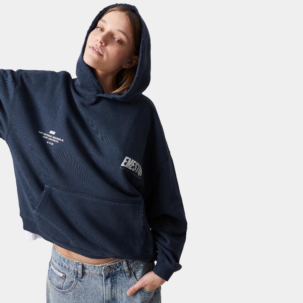 Eme Shove Navy Oversized Hoodie Outlet