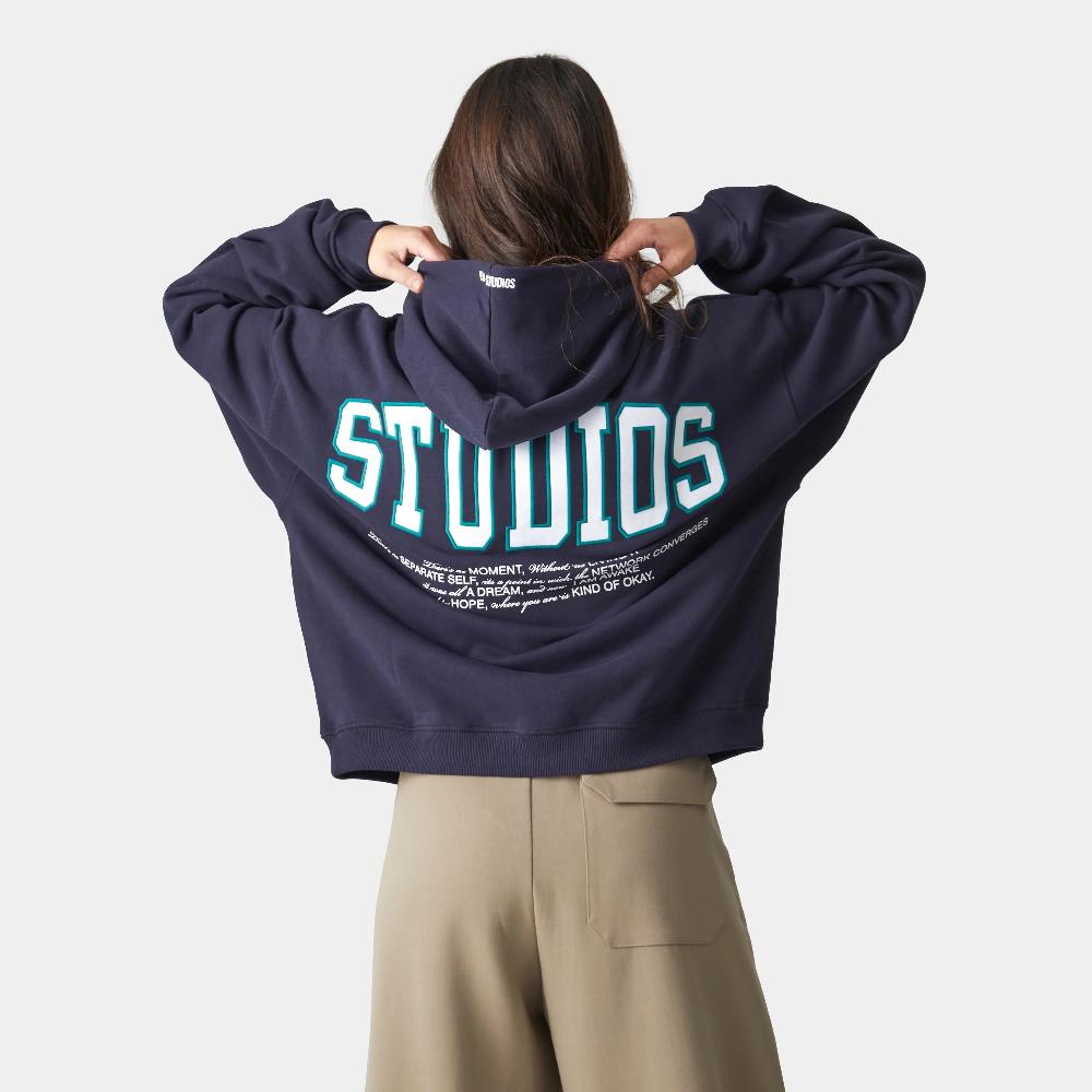 Eme Wrap Up Navy Oversized Hoodie Mejor oferta
