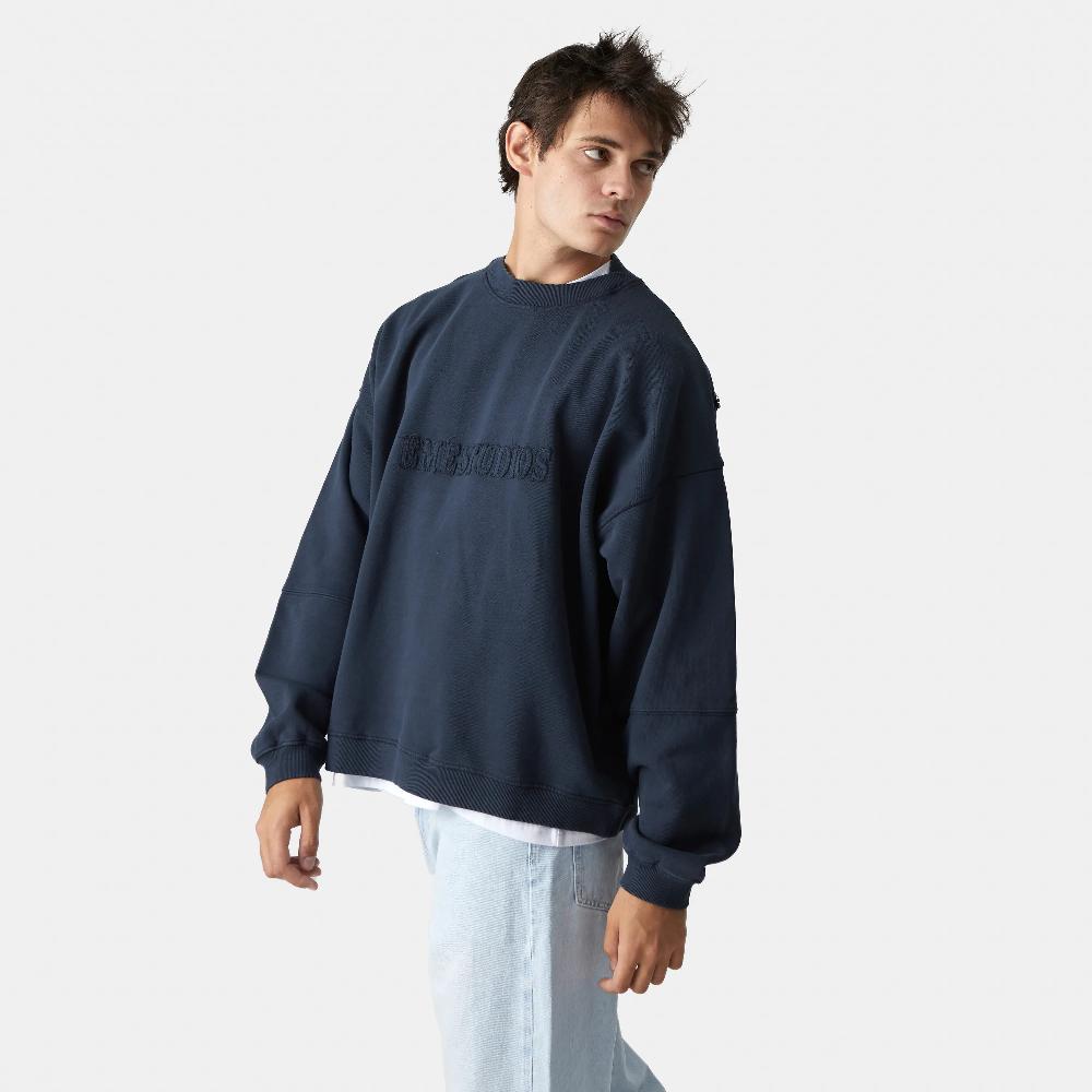 Eme Puzzle Navy Oversized Crewneck Ahorra y exporta
