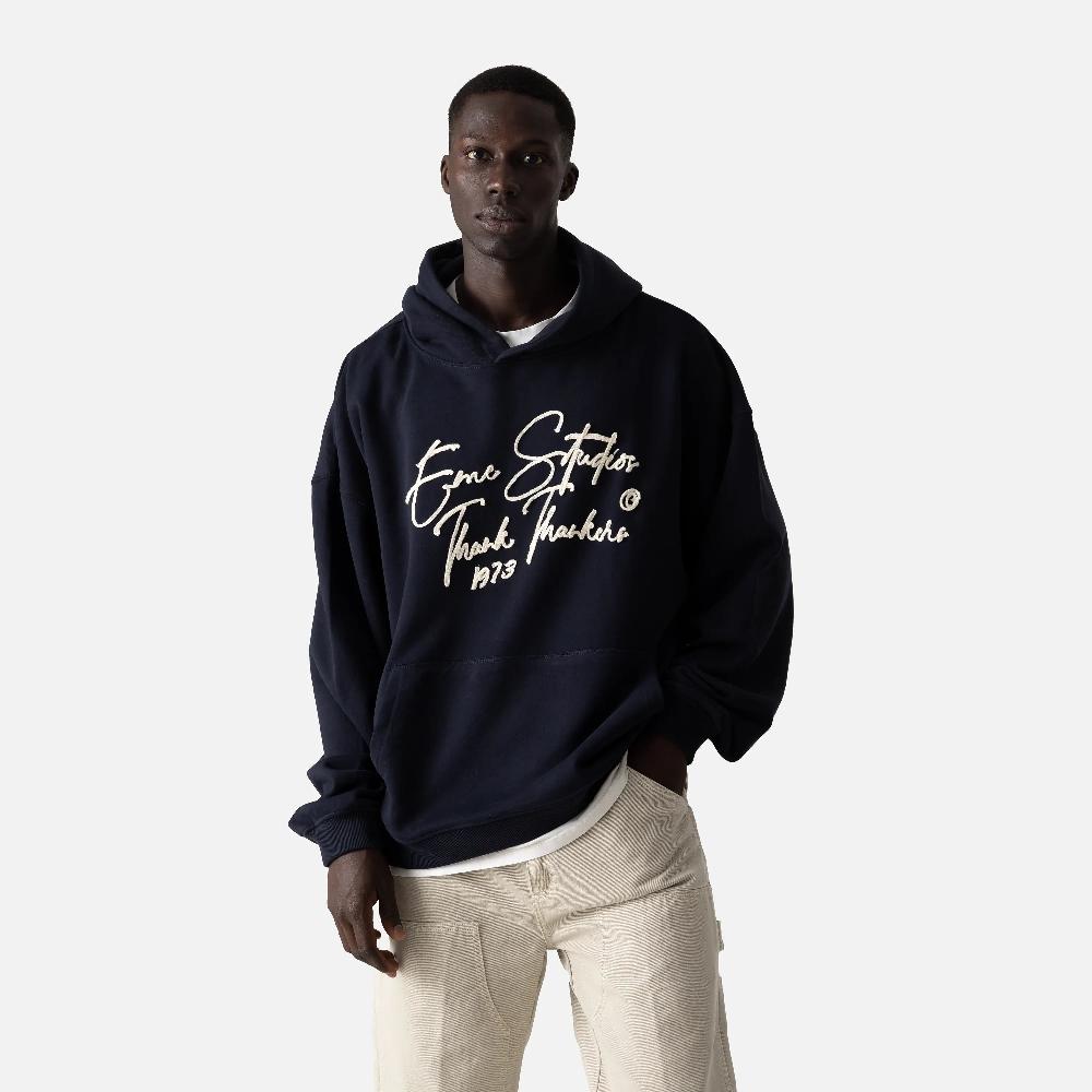 Eme Knot Dark Navy Oversized Hoodie Grandes ahorros