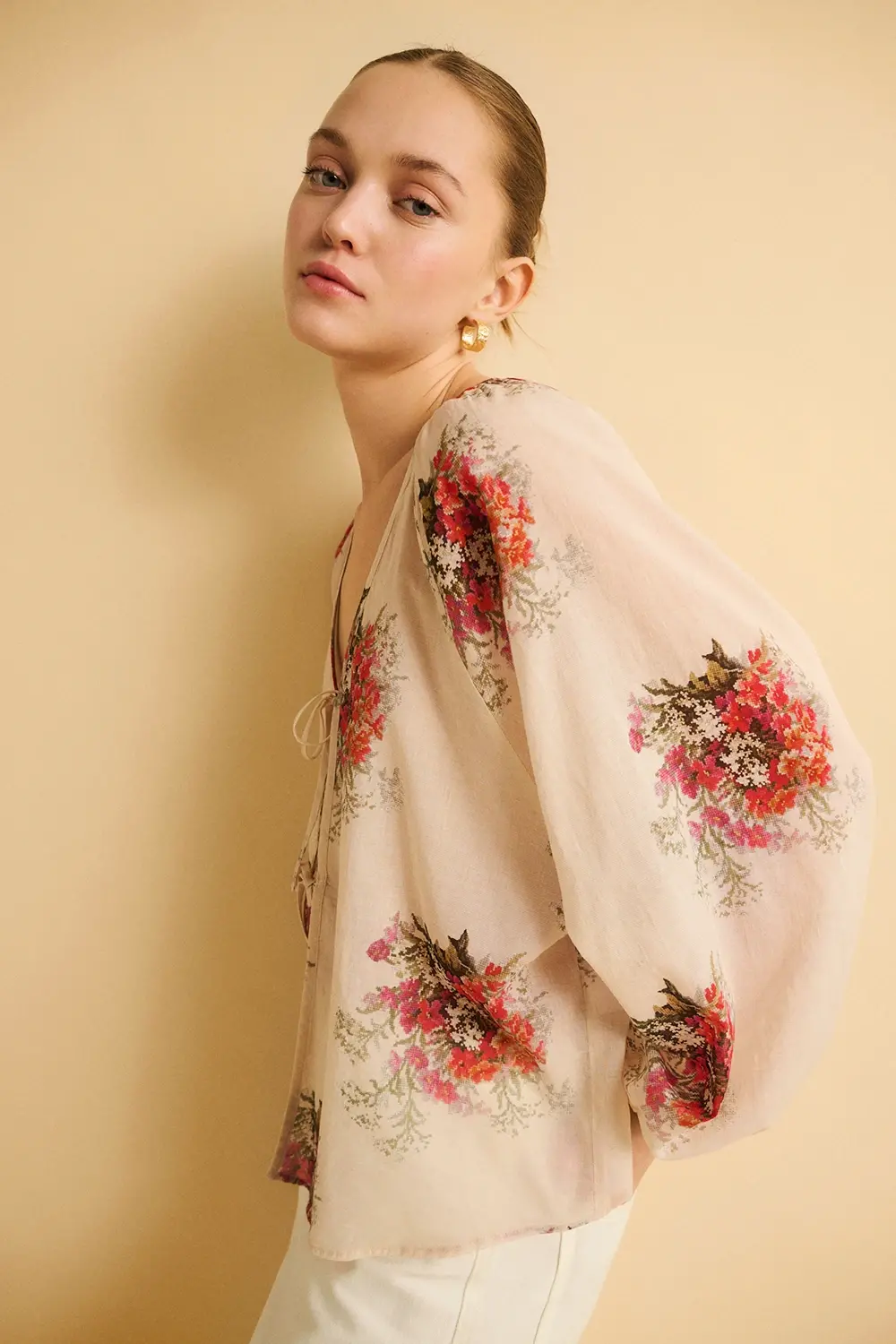 Eseoese BLUSA ALGODÓN BOUQUET Libre de impuestos