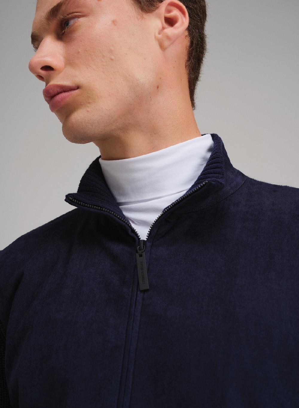 Etiqueta negra Campera con cierre combinada gamuza Ofertas especiales