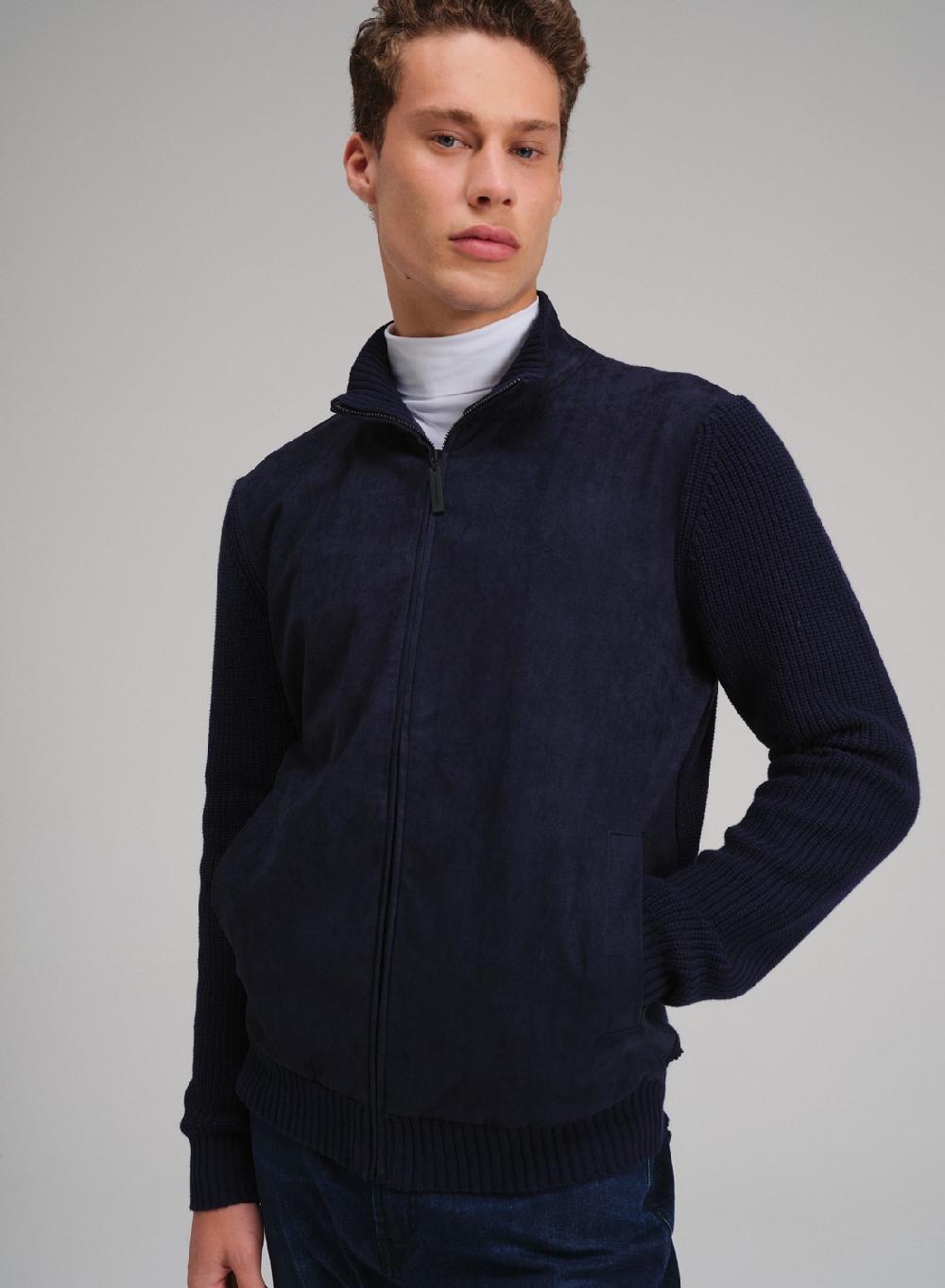 Etiqueta negra Campera con cierre combinada gamuza Ofertas especiales