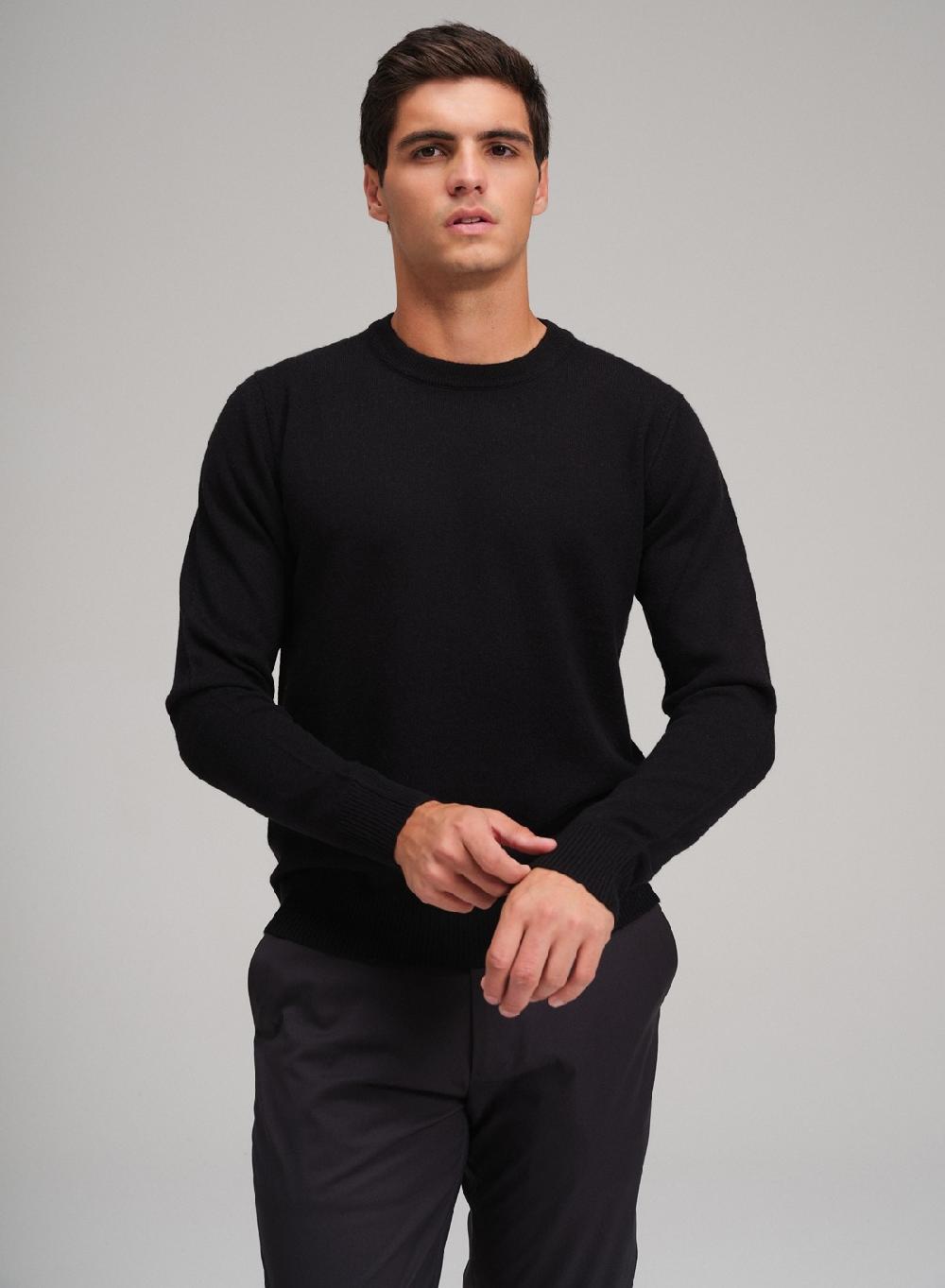 Etiqueta negra Sweater cuello U vivo lana cashmere