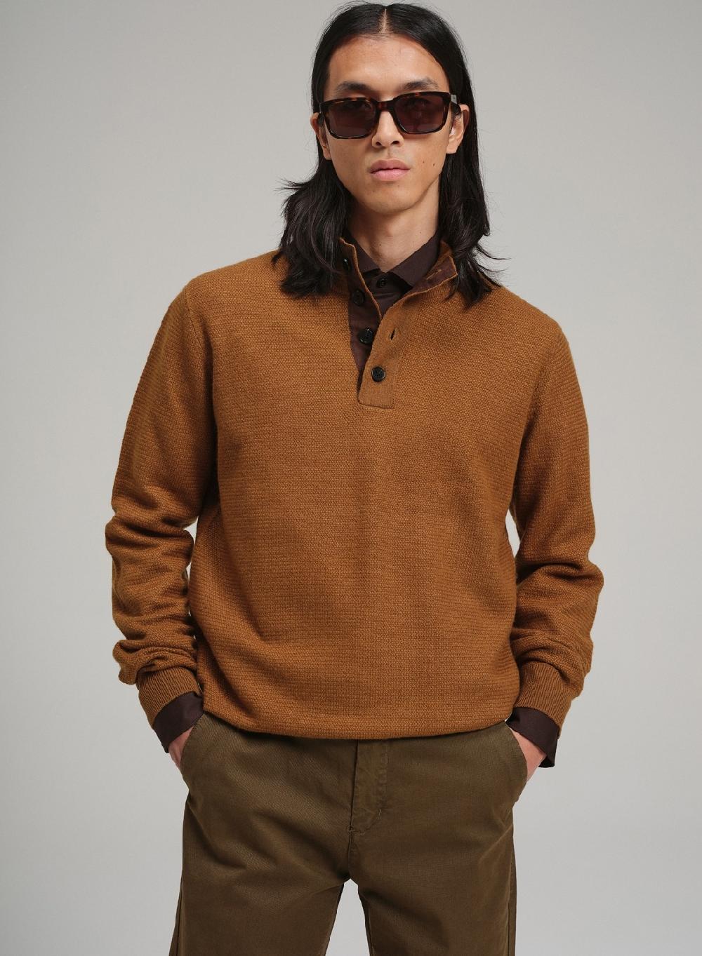 Etiqueta negra PREVENTA - Sweater media polera botones lana basico Liquidación