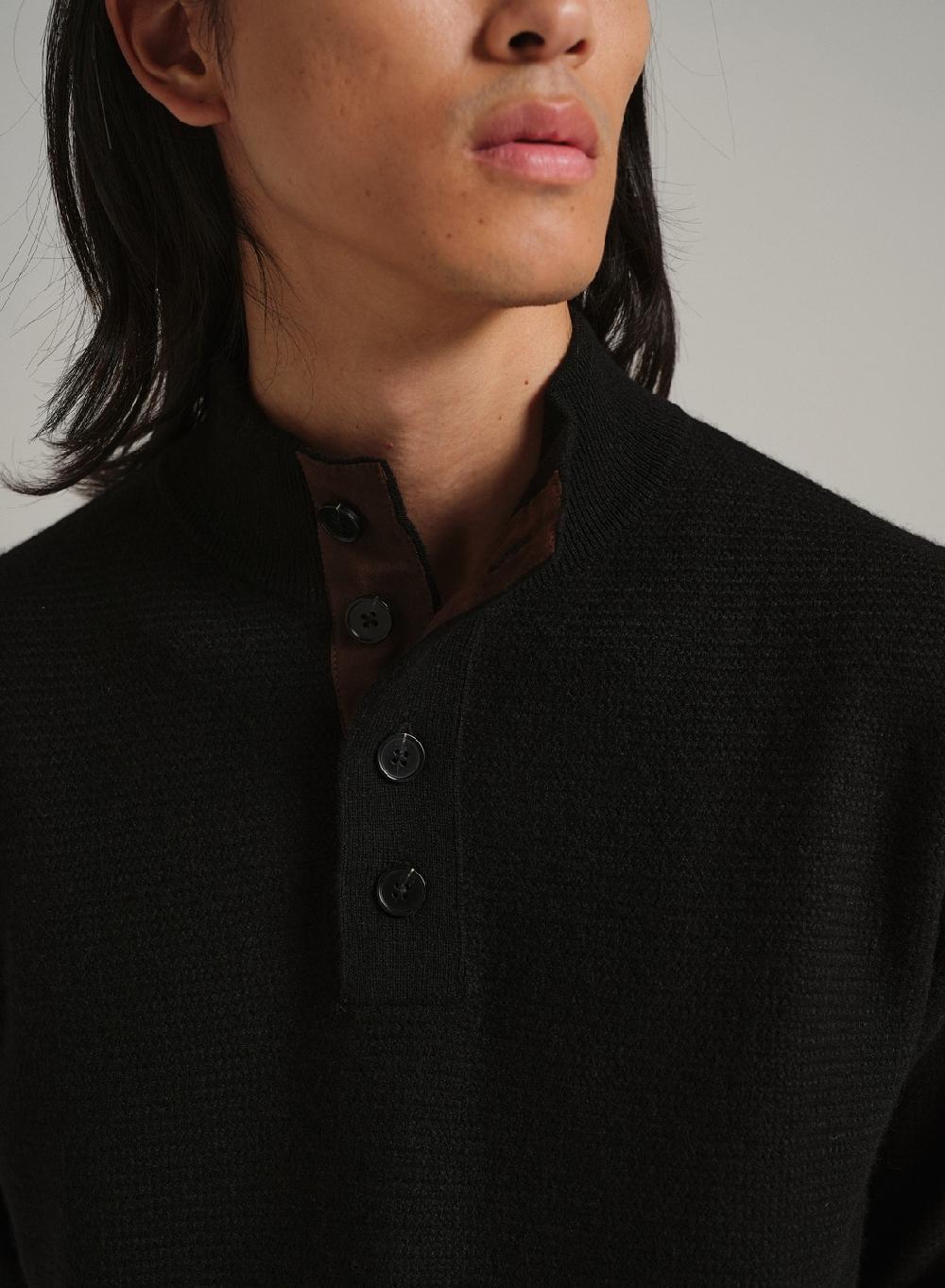 Etiqueta negra PREVENTA - Sweater media polera botones lana basico Envío internacional gratuito