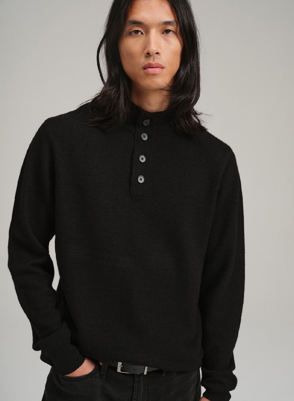 Etiqueta negra PREVENTA - Sweater media polera botones lana basico Envío internacional gratuito