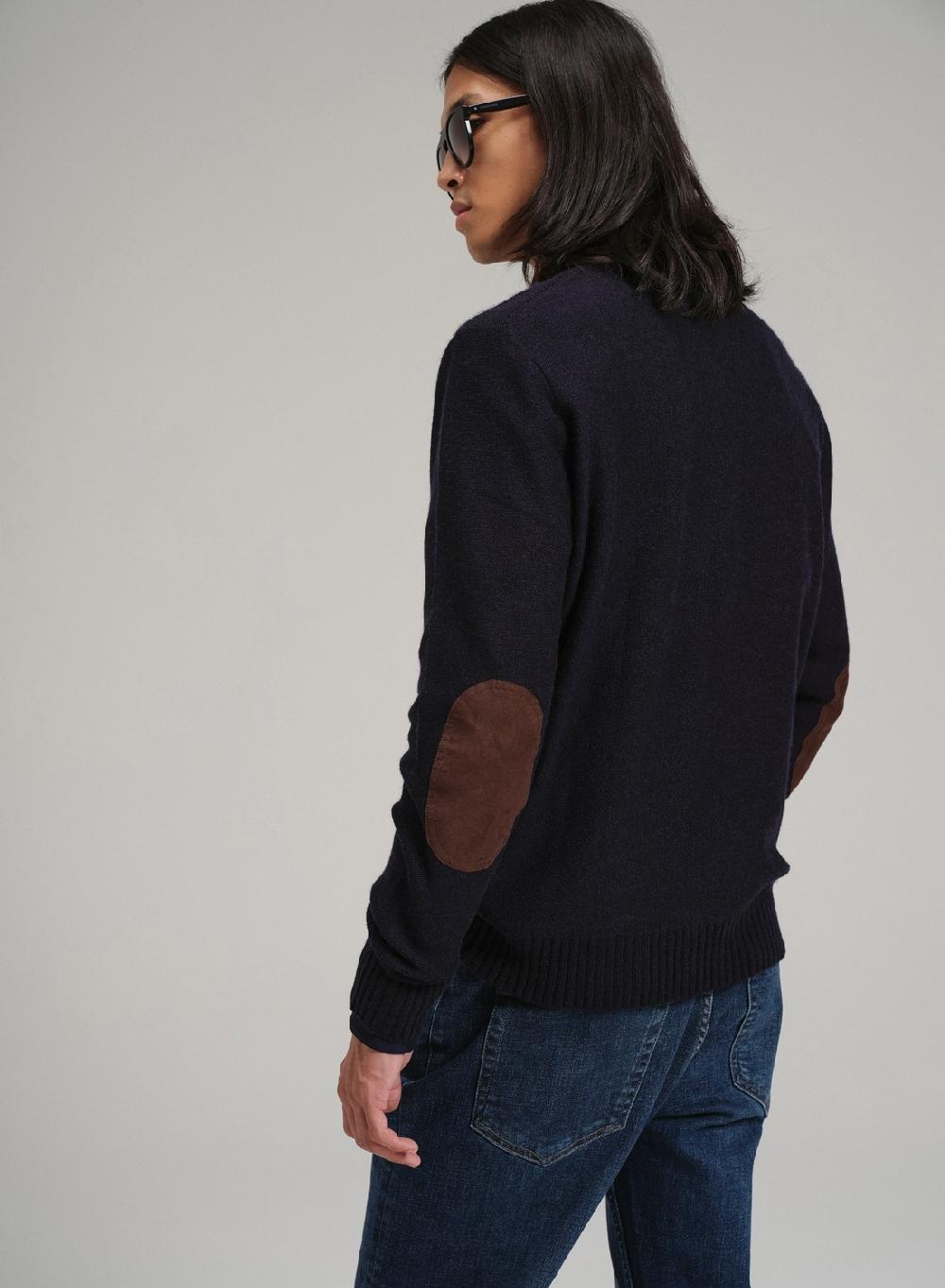 Etiqueta negra PREVENTA - Sweater cuello U coderas lana basico Ahorra y exporta