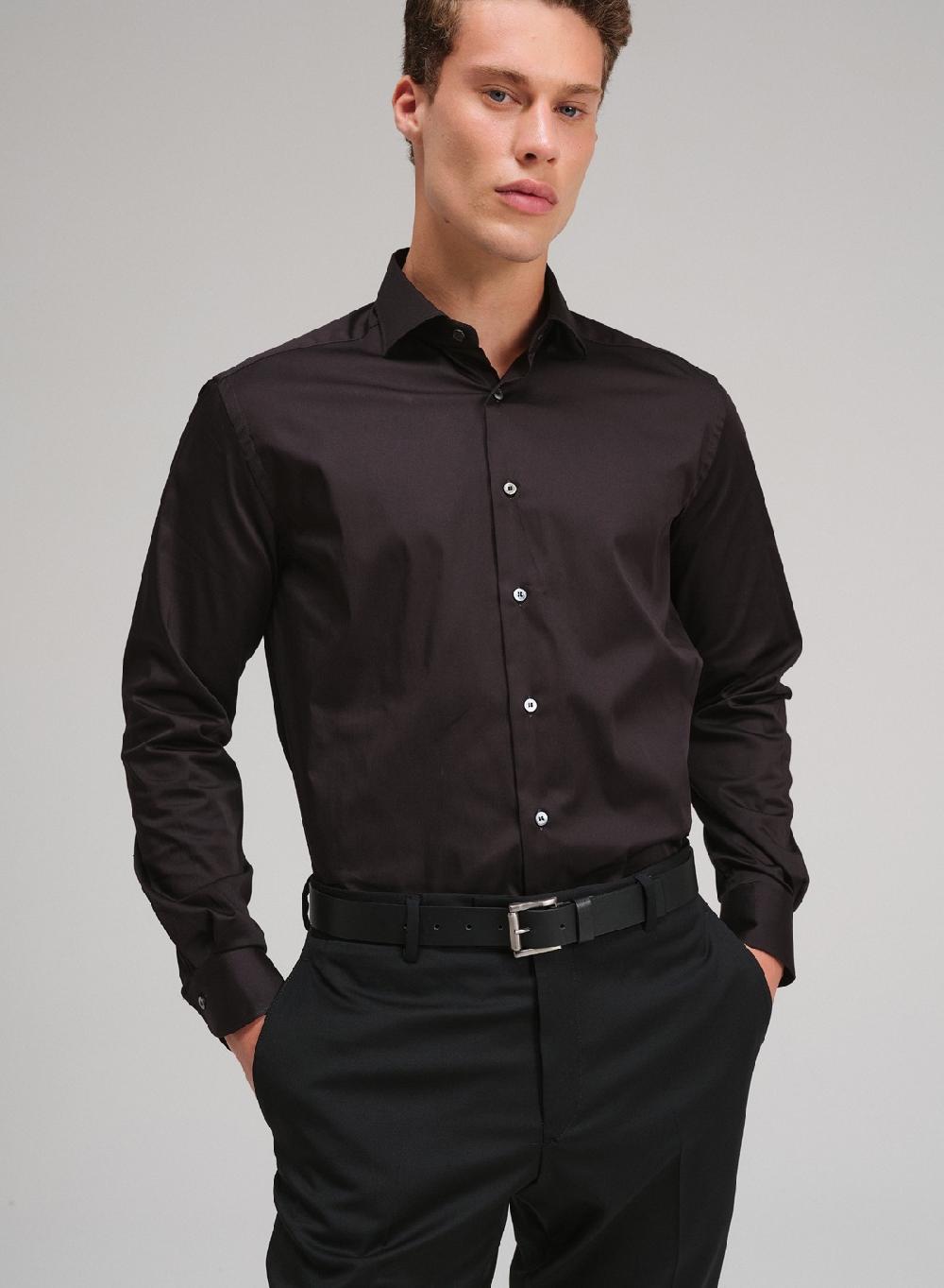 Etiqueta negra Camisa raso slim fit made in Italy Envío gratis
