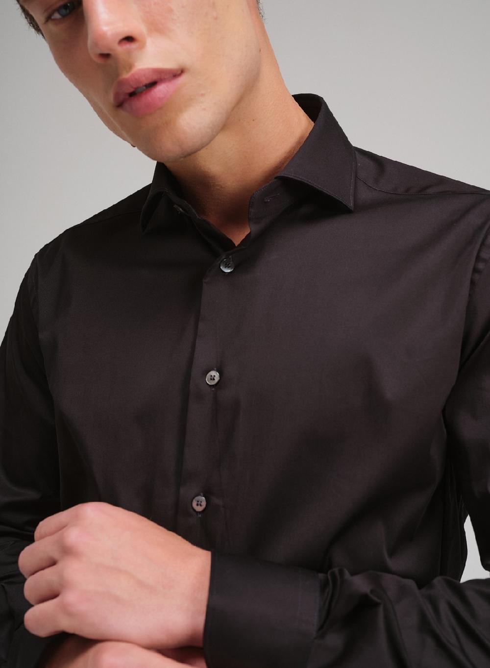 Etiqueta negra Camisa raso slim fit made in Italy Envío gratis