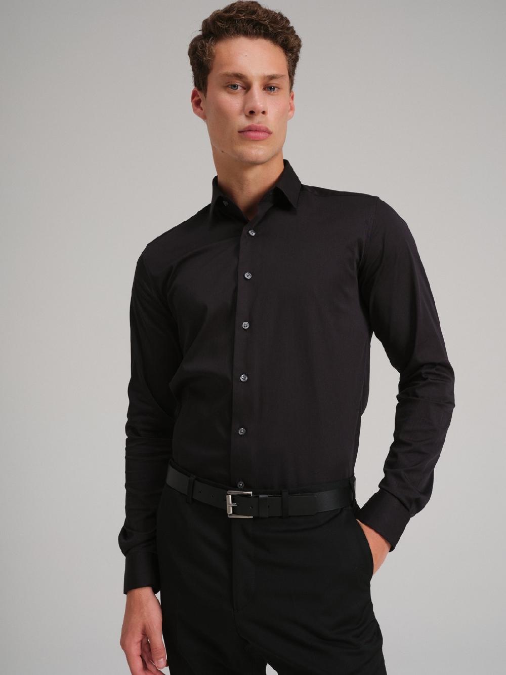 Etiqueta negra Camisa formal slim fit Oferta especial