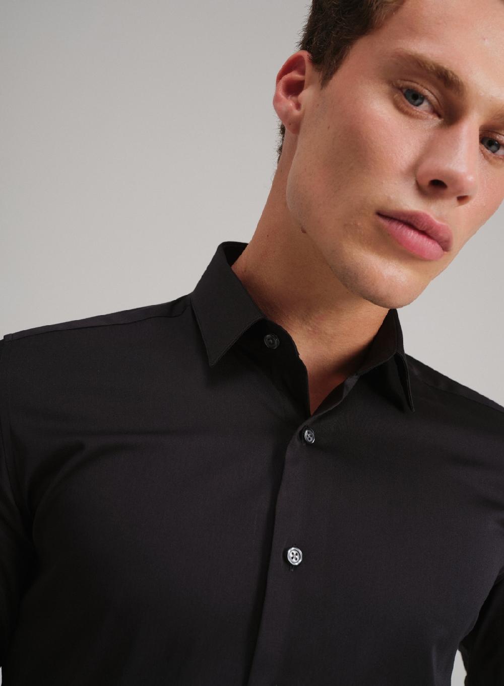 Etiqueta negra Camisa formal slim fit Oferta especial