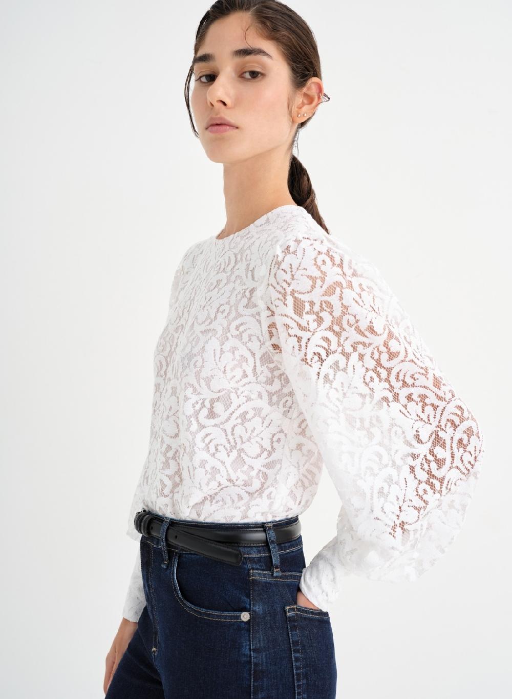 Etiqueta negra Camisa balloon encaje Última moda