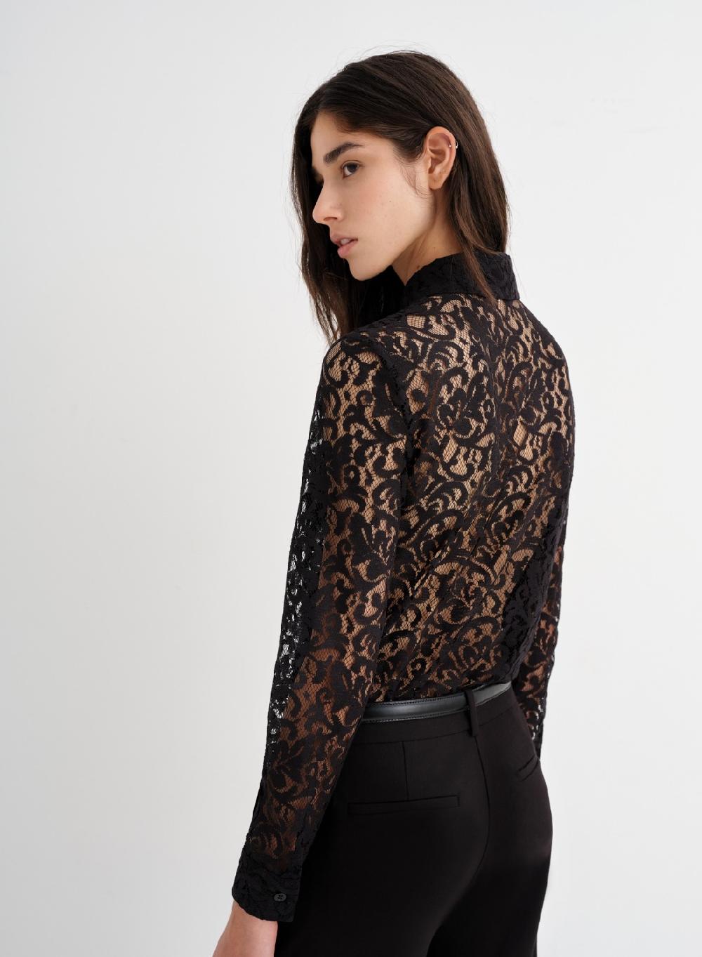 Etiqueta negra Camisa encaje Ofertas especiales