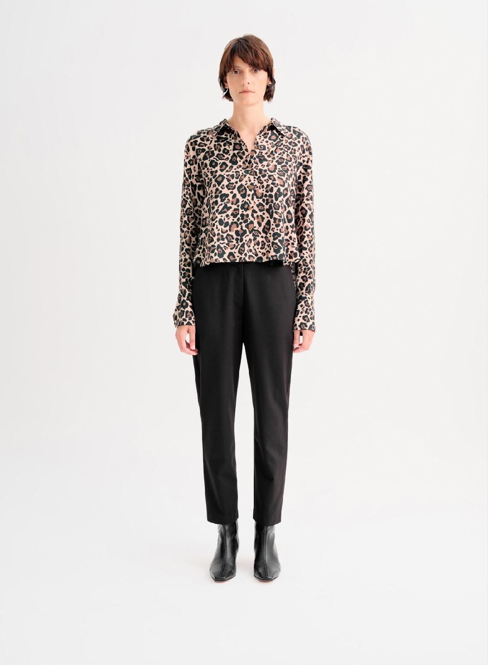 Etiqueta negra Camisa clasica saten estampado Rebajas de fin de temporada
